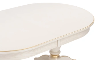 Обеденный раздвижной стол Дейвер, 160(220)х100х76, слоновая кость / золото