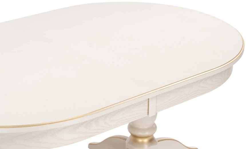 Обеденный раздвижной стол Дейвер, 160(220)х100х76, слоновая кость / золото