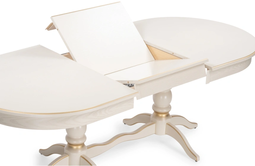 Обеденный раздвижной стол Дейвер, 160(220)х100х76, слоновая кость / золото