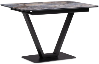 Кухонный раздвижной стол Бугун, 120(160)x80x77, стекло, магеллан / черный