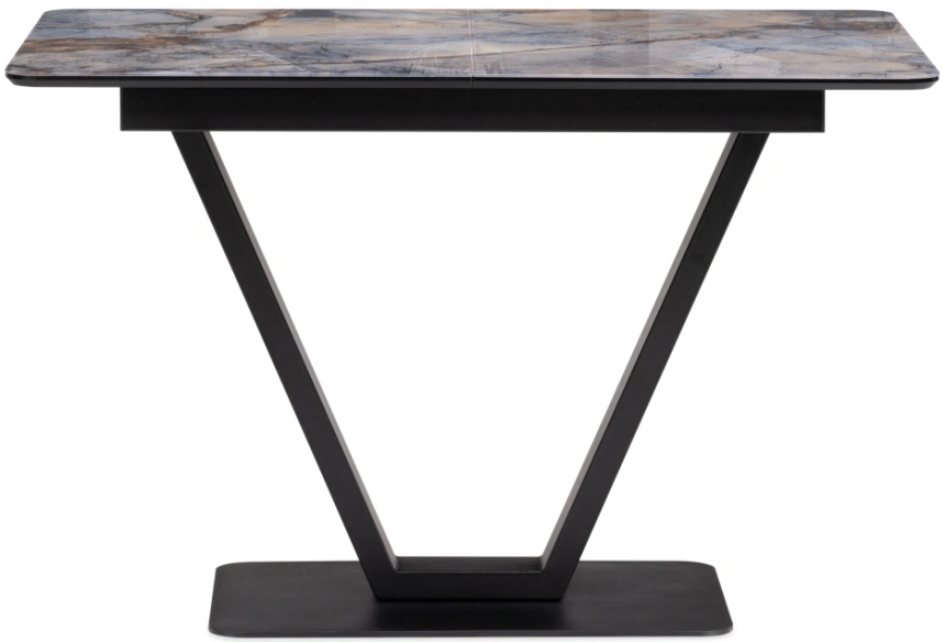 Кухонный раздвижной стол Бугун, 120(160)x80x77, стекло, магеллан / черный