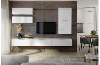 Тумба под ТВ Слайд, с ящиком, Белый глянец