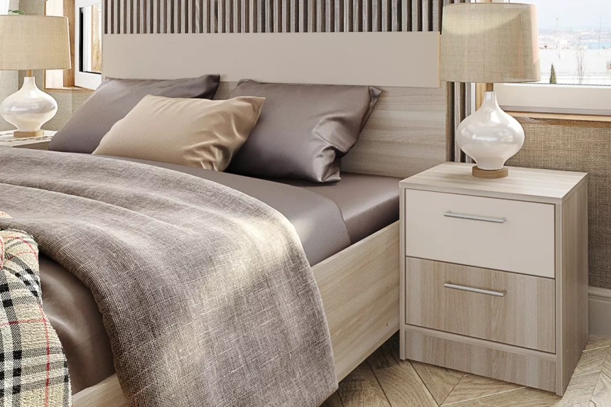 Тумба прикроватная Камила, Ясень светлый/Бежевый