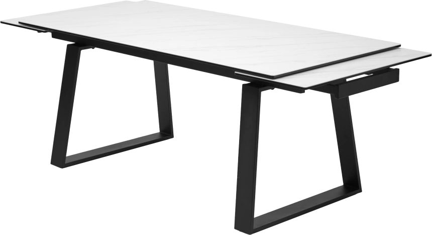 Кухонный стол раздвижной Vasto 200, Marbles KL-99, Белый мрамор матовый, итальянская керамика, черный каркас