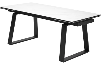 Кухонный стол раздвижной Vasto 200, Marbles KL-99, Белый мрамор матовый, итальянская керамика, черный каркас