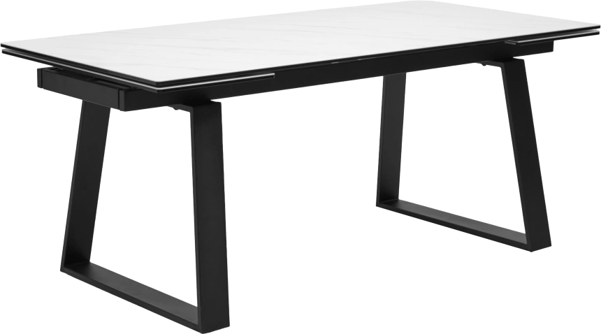 Кухонный стол раздвижной Vasto 200, Marbles KL-99, Белый мрамор матовый, итальянская керамика, черный каркас