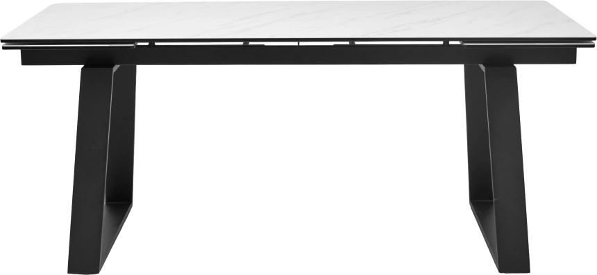 Кухонный стол раздвижной Vasto 200, Marbles KL-99, Белый мрамор матовый, итальянская керамика, черный каркас