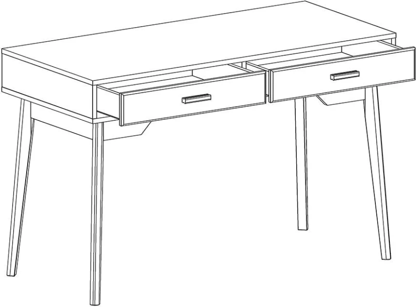 Стол письменный Калгари, с ящиками, дуб светлый / белый матовый