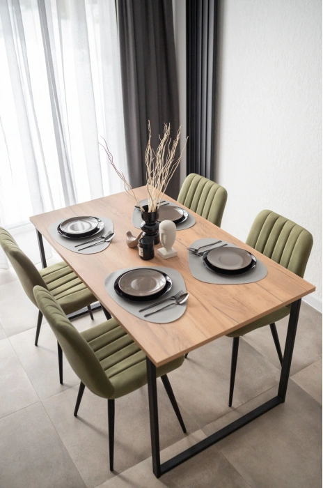 Обеденный стол Лиман, 140 х 80, дуб крафт золотой / черный матовый