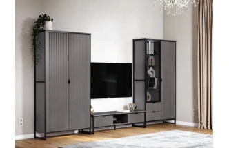 Тумба Нора, с двумя ящиками, металл бруклин / графит