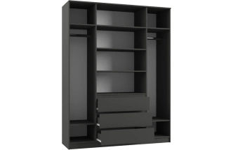 Шкаф четырехдверный Мадера, распашной для одежды, ЛДСП графит новый