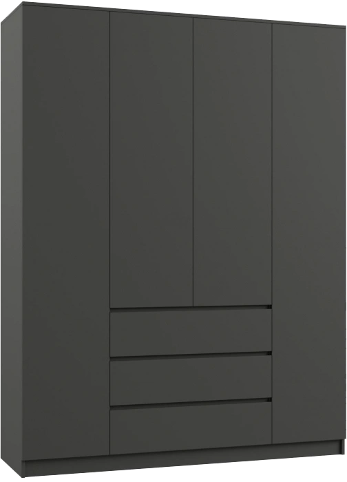 Шкаф четырехдверный Мадера, распашной для одежды, ЛДСП графит новый