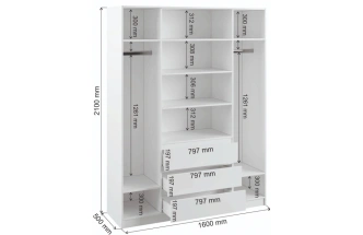 Шкаф четырехдверный Мадера, распашной для одежды, ЛДСП графит новый