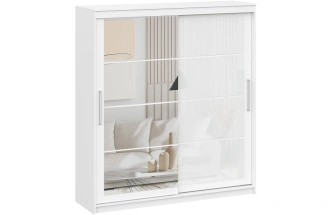 Шкаф-купе Лайн 2, двухдверный с зеркалом, белый текстурный