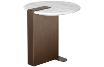 Журнальный стол Brandon, 50x50x48, мрамор, белый мрамор / латунь