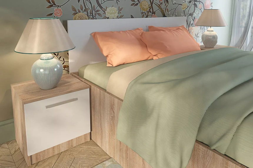 Тумба прикроватная Илга, Дуб сонома/Белый