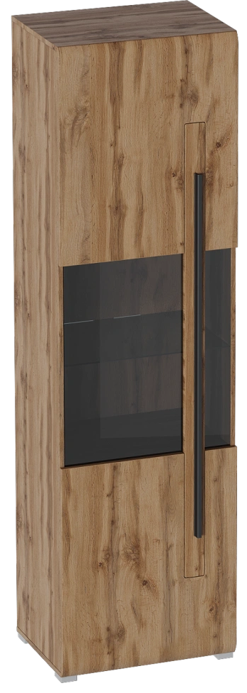 Шкаф-витрина однодверный Ницца, с полками, дуб вотан