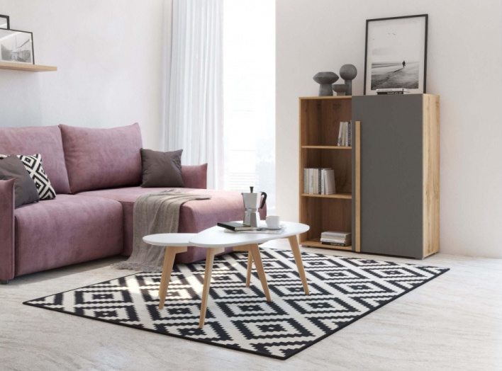 Стеллаж Чернин, дуб вотан / графит