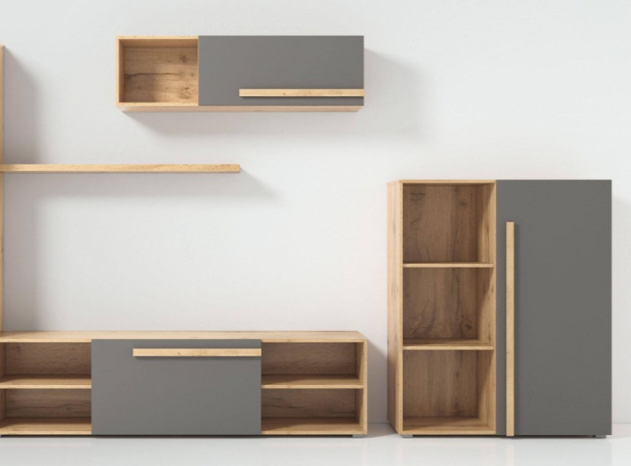 Стеллаж Чернин, дуб вотан / графит