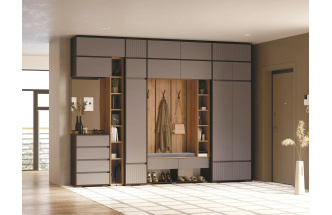 Шкаф двухдверный Роут, распашной для одежды, венге / графит софт