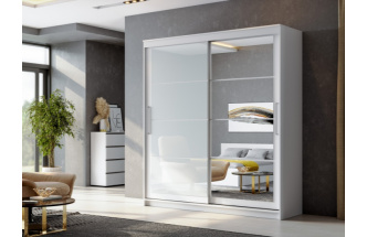 Шкаф-купе Лайн 1.6, двухдверный с зеркалом, белый текстурный