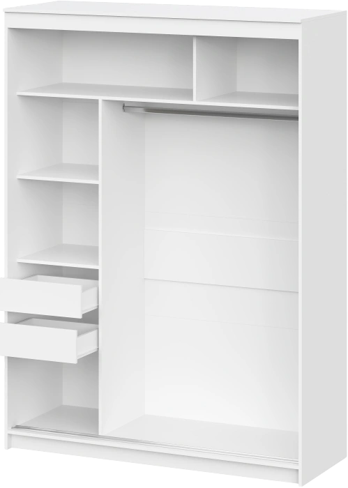 Шкаф-купе Лайн 1.6, двухдверный с зеркалом, белый текстурный