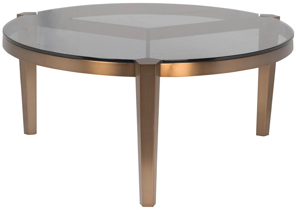 Журнальный стол 58DB-25857, 100x100x35, стекло, прозрачный / латунь 