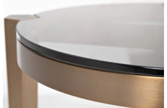 Журнальный стол 58DB-25857, 100x100x35, стекло, прозрачный / латунь 