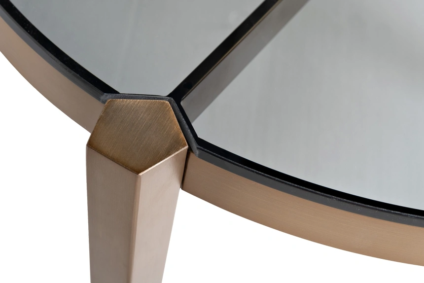 Журнальный стол 58DB-25857, 100x100x35, стекло, прозрачный / латунь 