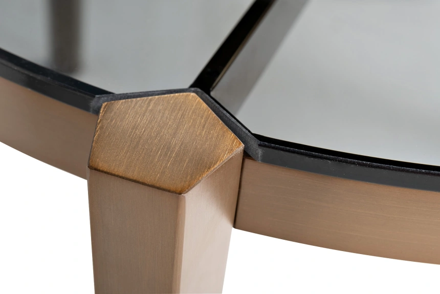 Журнальный стол 58DB-25857, 100x100x35, стекло, прозрачный / латунь 