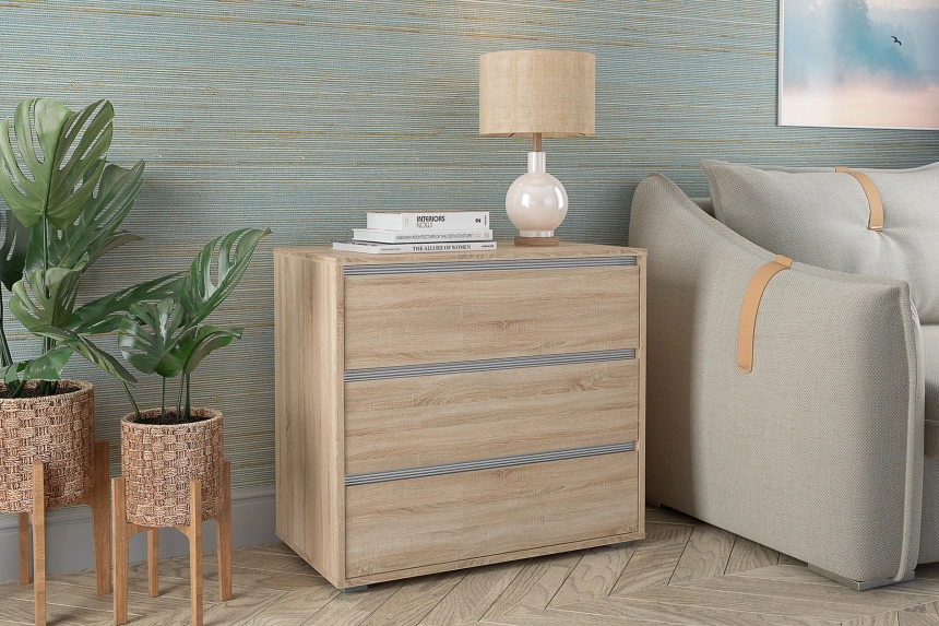 Комод Флип, с тремя ящиками, Дуб сонома