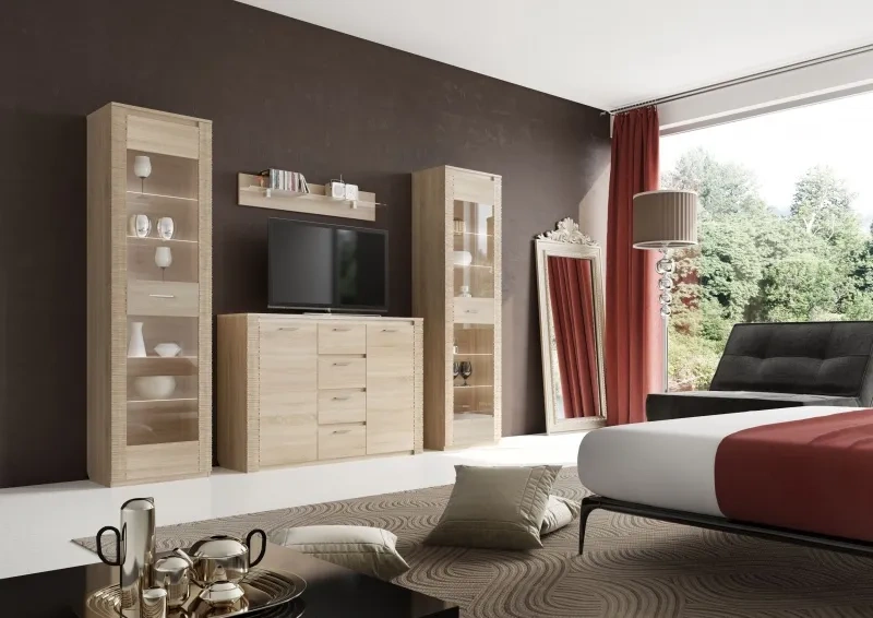 Шкаф однодверный Элана, 58.5x41x208.5, распашной с полками, дуб сонома