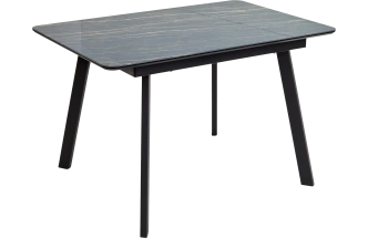 Кухонный стол Аруба 120, нераздвижной Монблан, стекло, черный каркас