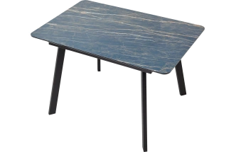 Кухонный стол Аруба 120, нераздвижной Монблан, стекло, черный каркас