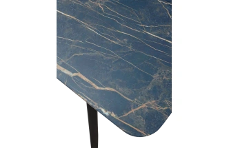 Кухонный стол Аруба 120, нераздвижной Монблан, стекло, черный каркас