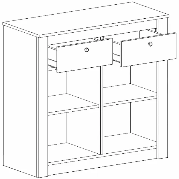 Тумба Даллас, с дверьми и двумя ящиками, дуб винтерберг / таксония
