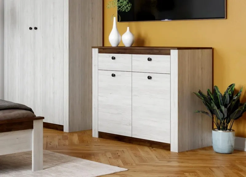 Тумба Даллас, с дверьми и двумя ящиками, дуб винтерберг / таксония