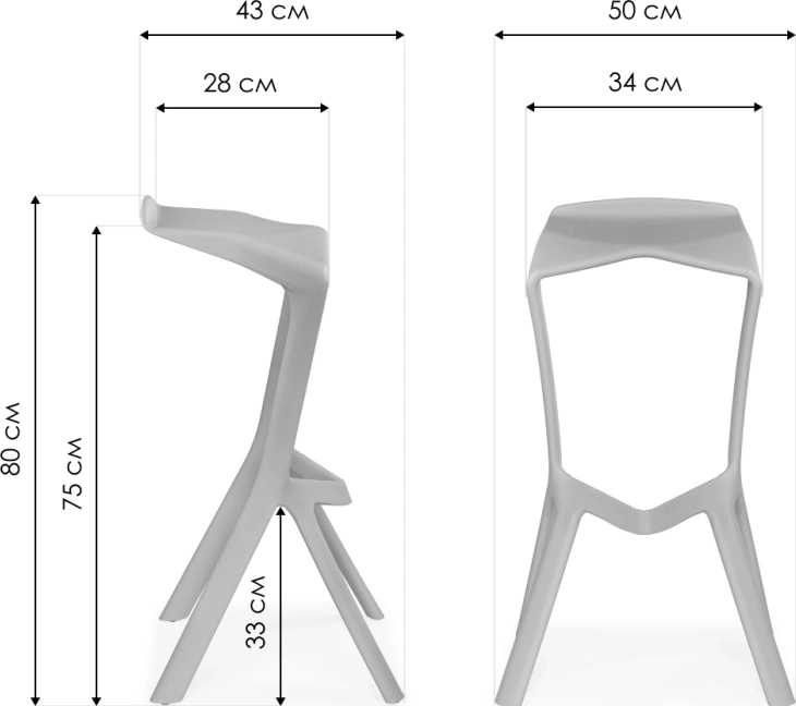 Барный табурет Mega, пластиковый, зеленый