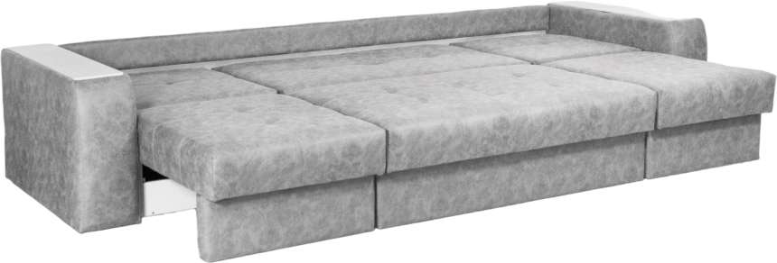 Диван прямой Остин 3, ткань Tornado silver, декор Рамух белый