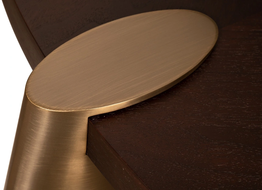 Журнальный стол Kong, 161x161x43, МДФ, шпон, темный орех / латунь