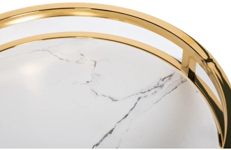 Журнальный стол 47ED-07901, 41x41x60, мраморное стекло, белый мрамор /золото 