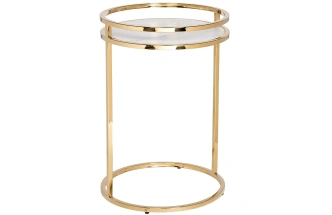 Журнальный стол 47ED-07901, 41x41x60, мраморное стекло, белый мрамор /золото 