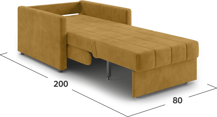 Кресло-кровать Хилтон 80, модель 139, Ultra Mustard (соломенный) / венге