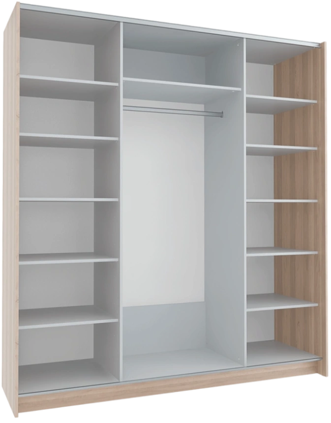 Шкаф-купе Марвин-4 двухдверный 200x220 Дуб телемарк/Стекло Белое/Дуб телемарк