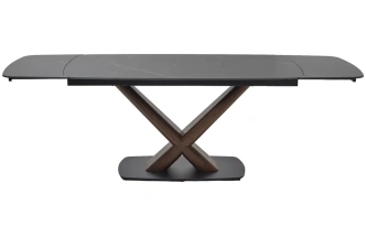 Обеденный раздвижной стол Blanco 160, Matt Black Marble Solid Ceramic, орех