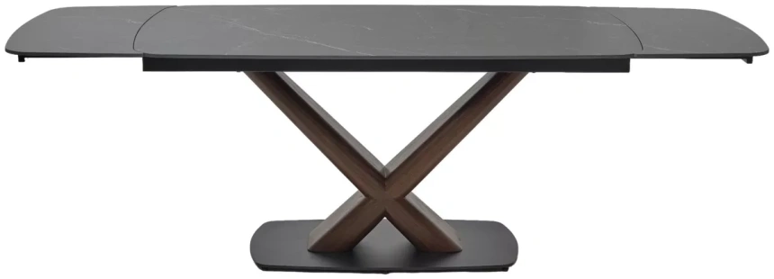 Обеденный раздвижной стол Blanco 160, Matt Black Marble Solid Ceramic, орех