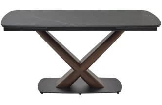 Обеденный раздвижной стол Blanco 160, Matt Black Marble Solid Ceramic, орех