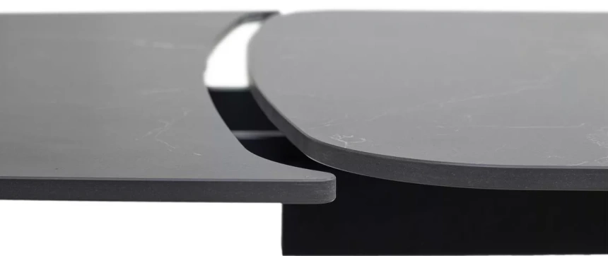 Обеденный раздвижной стол Blanco 160, Matt Black Marble Solid Ceramic, орех