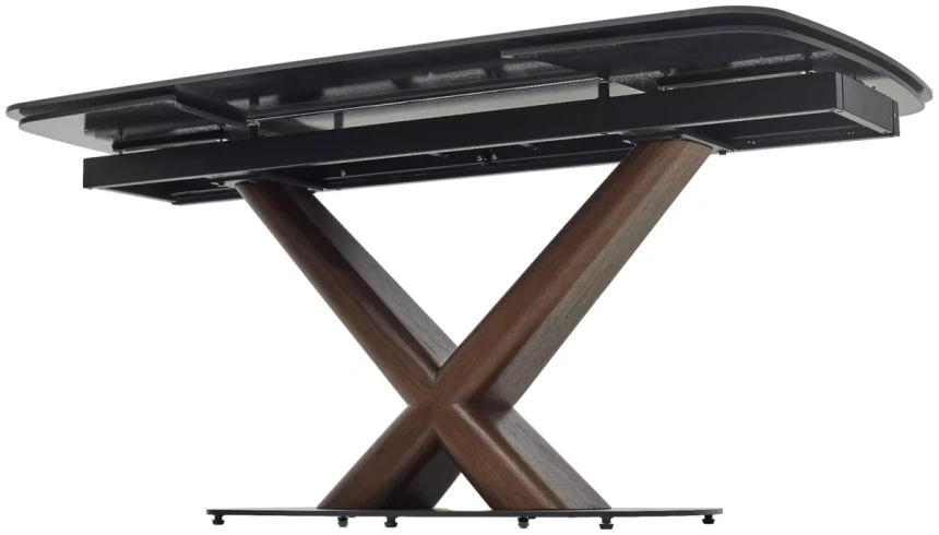 Обеденный раздвижной стол Blanco 160, Matt Black Marble Solid Ceramic, орех