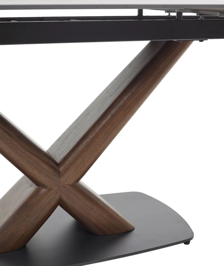 Обеденный раздвижной стол Blanco 160, Matt Black Marble Solid Ceramic, орех